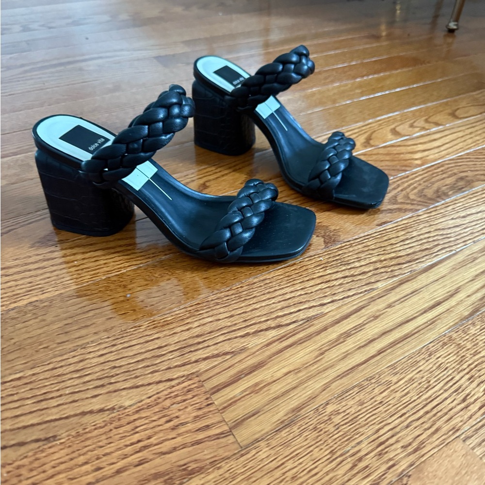 Dolce Vita Black Heeled Sandals Modern Mule Design